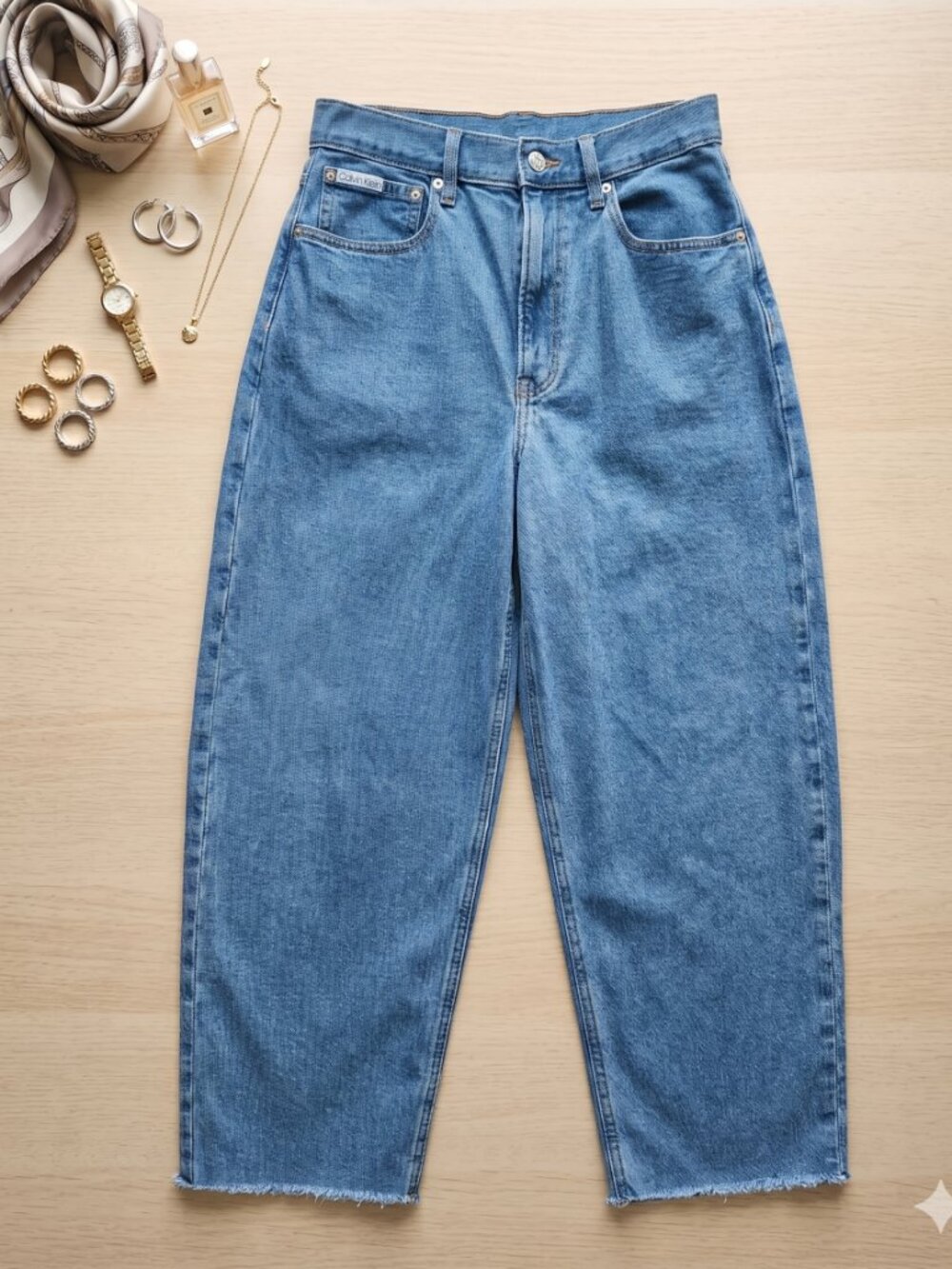 Calvin Klein High-Rise Wide Leg Blue Jeans